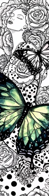 Free butterfly bookmarks of a butterfly with flowers